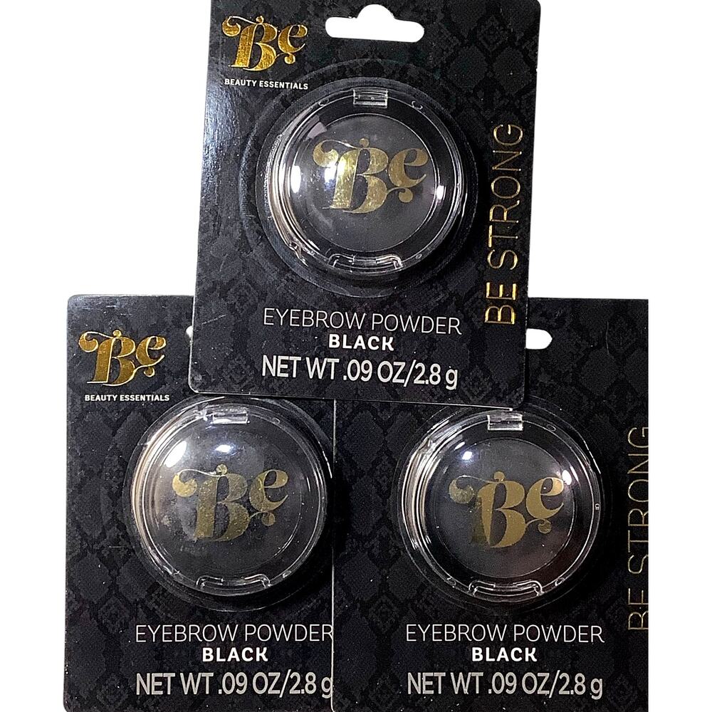 3-PK Beauty Essentials Eyebrow Powder, Black, 0.09 oz. / 2.8g, Travel-Friendly